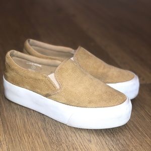 ASOS platform corduroy sneakers in mustard